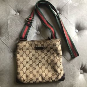 Gucci Leather Canvas Crossbody Bag